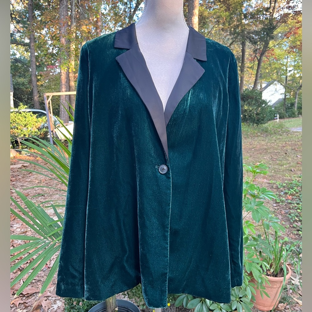 Crown & Ivy Velour Lined Blazer, Size XL, Hunter Green, EUC